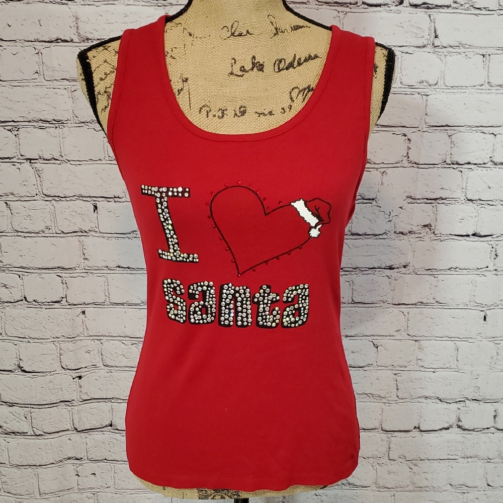 Christmas I Love Santa Tank Top INC International Concepts Size M